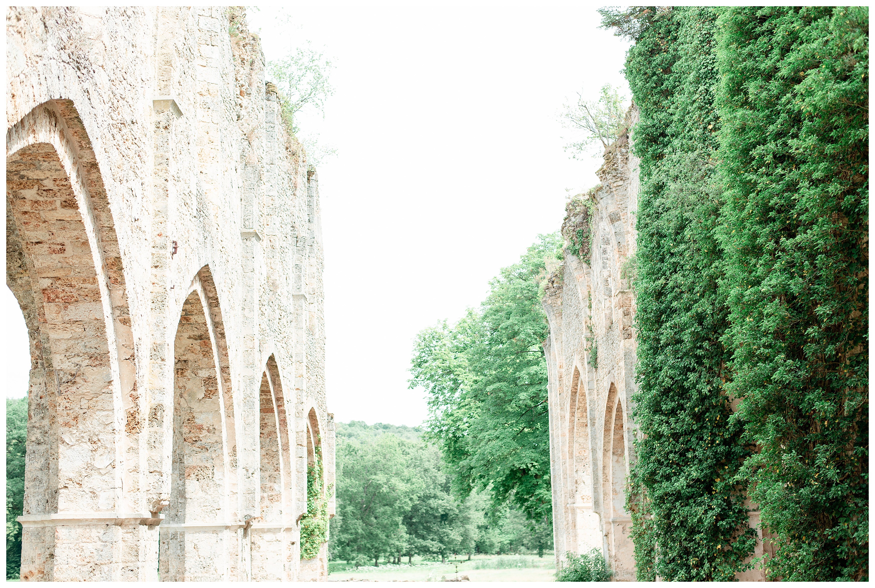 ruins of the cloisters of the abbaye des vaux de cernay in the rambouillet forest just outside paris