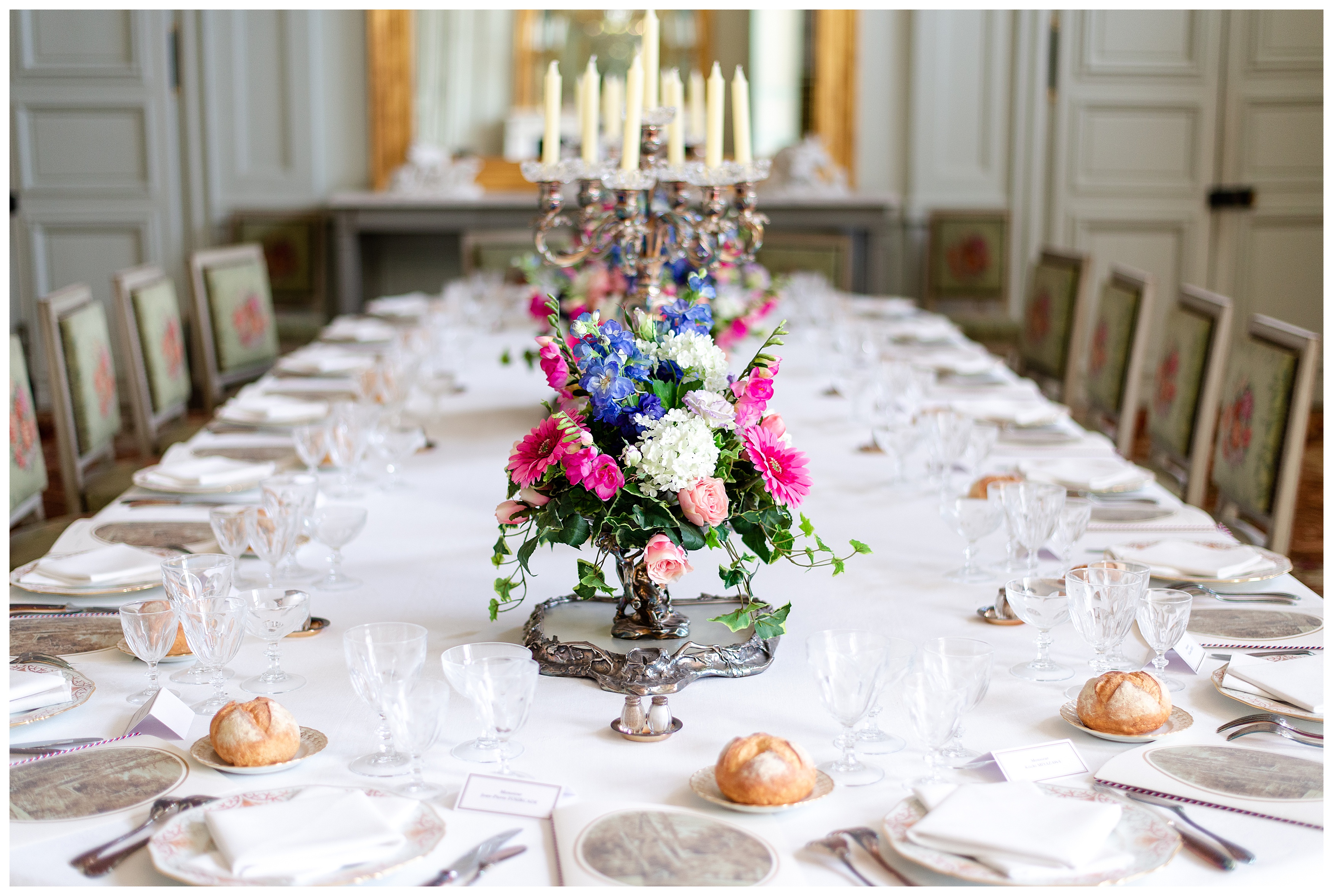 the formal dining room in the château in rambouillet, france