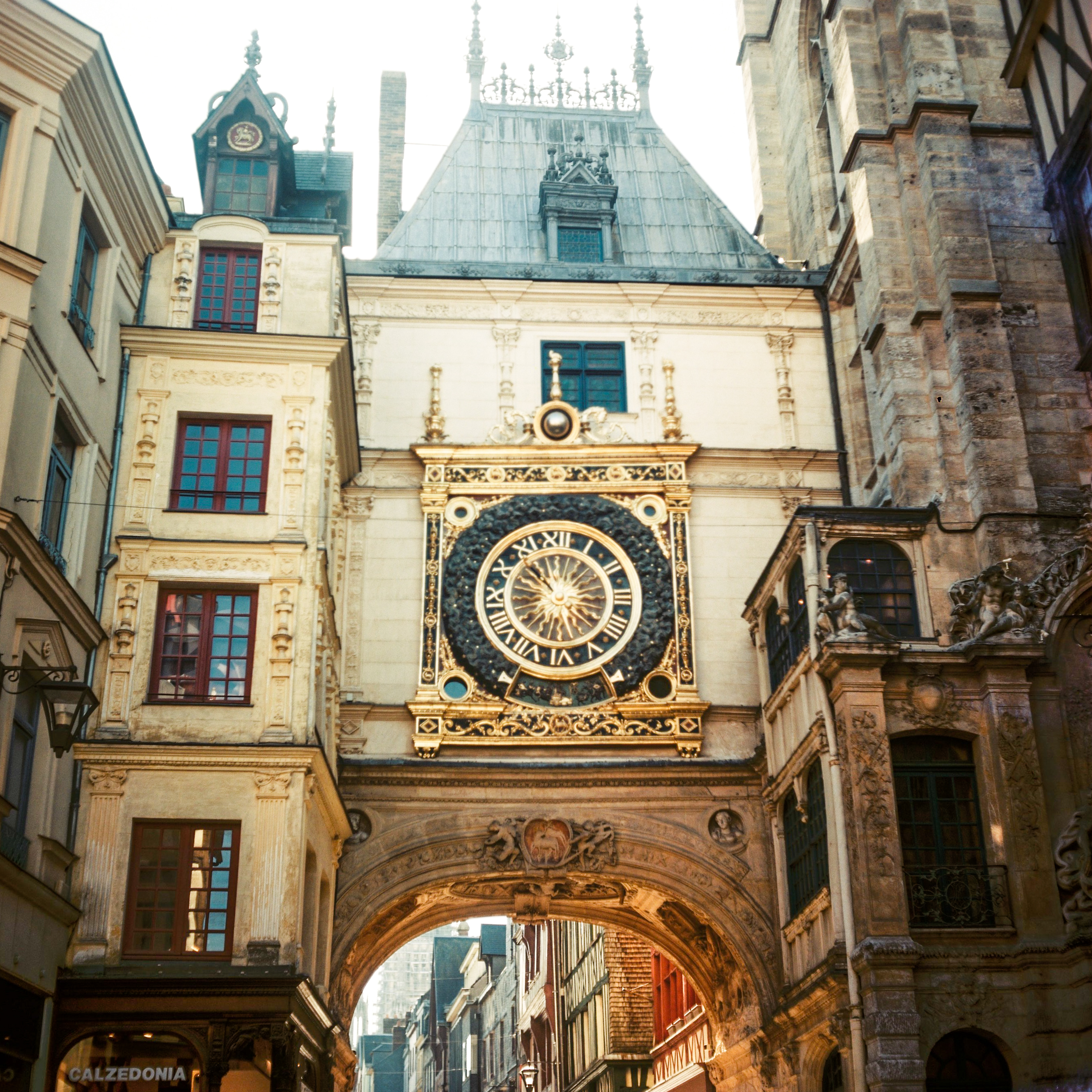 the Gros Holorge, a renaissance-style clock, in the city center of rouen, france