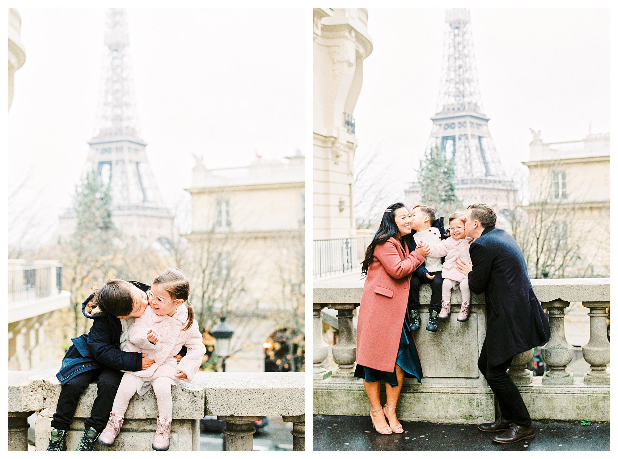 Family portrait session at the Eiffel Tower
