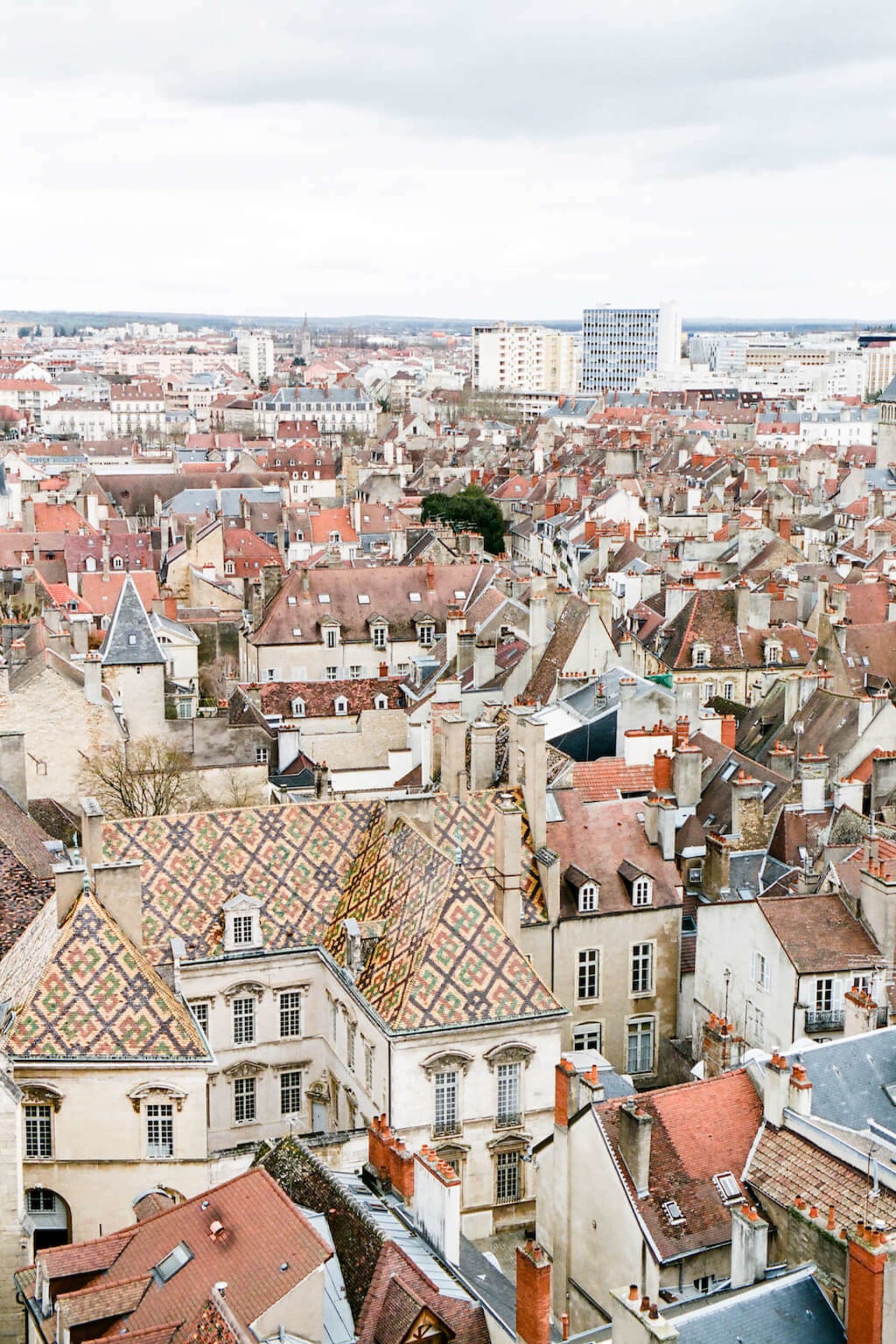 famous tiled rooftops of dijon, france in burgundy