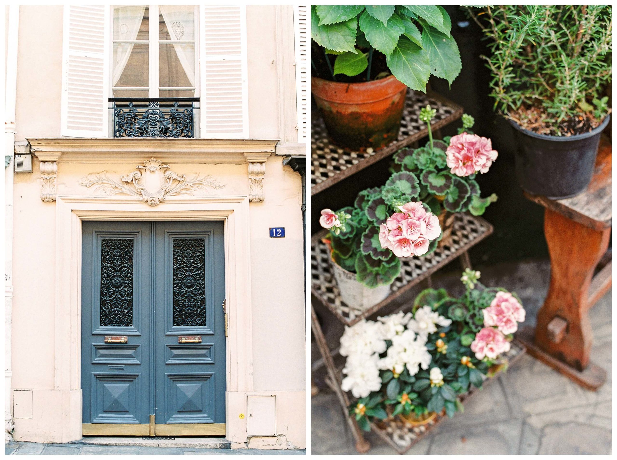 a classic blue door in saint germain des prés in paris' 6th arrondissement 