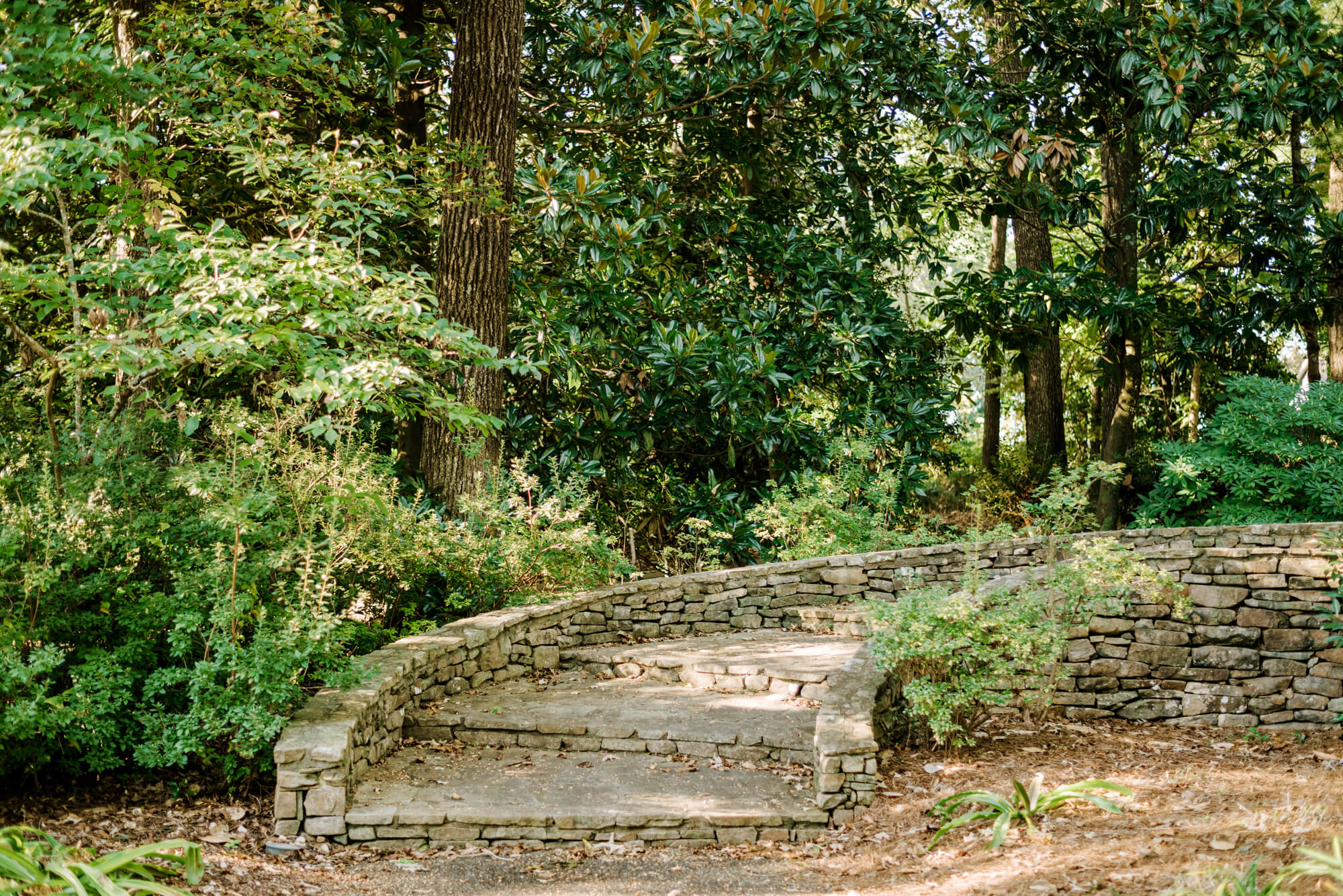 A stone staircase at the Birmingham Botanical Gardens 