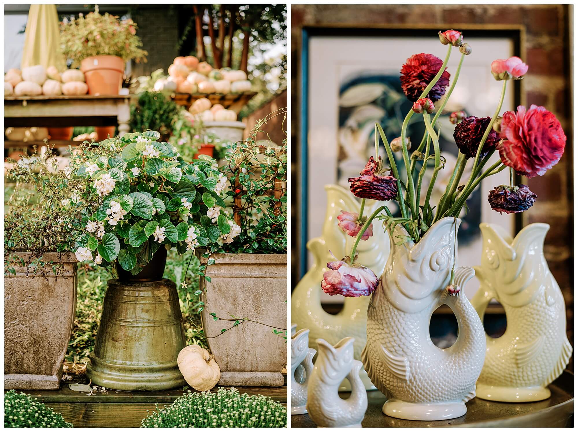 left: plants at Shoppe Birmingham right: fish-shaped vases at General Birmingham